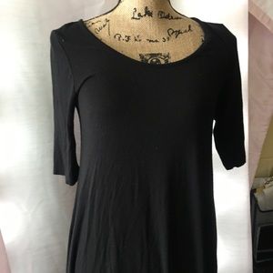 3/4 sleeve black short dress